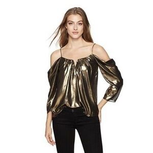 NWT Nicole Miller | Artelier Schluer Gold Foil Blouse Size Medium